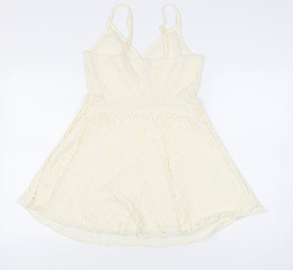 Mossimo Women’s Ivory Lace A-Line Short Dress S Sleeveless V-Neck