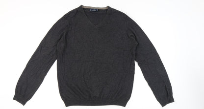 John Lewis Men’s Grey Cotton Cashmere V-Neck Jumper Size S