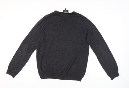 John Lewis Men’s Grey Cotton Cashmere V-Neck Jumper Size S