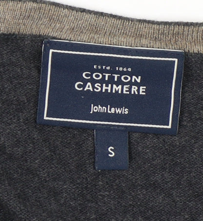 John Lewis Men’s Grey Cotton Cashmere V-Neck Jumper Size S