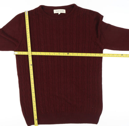River Island Men’s Red Cable-Knit Crew Neck Jumper Size S