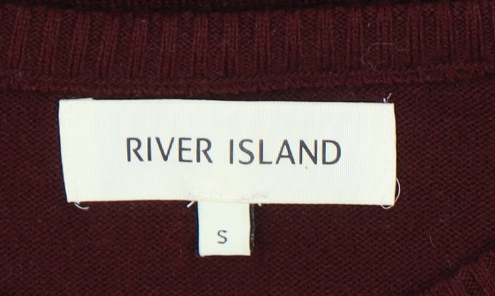 River Island Men’s Red Cable-Knit Crew Neck Jumper Size S