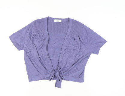 Marks and Spencer Women Purple Size 16 Cardigan V-Neck Short Sleeve