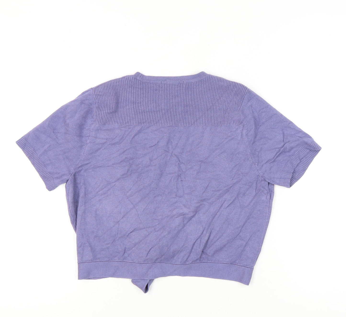 Marks and Spencer Women Purple Size 16 Cardigan V-Neck Short Sleeve