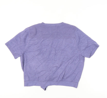 Marks and Spencer Women Purple Size 16 Cardigan V-Neck Short Sleeve
