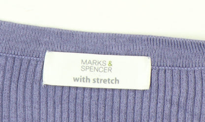Marks and Spencer Women Purple Size 16 Cardigan V-Neck Short Sleeve