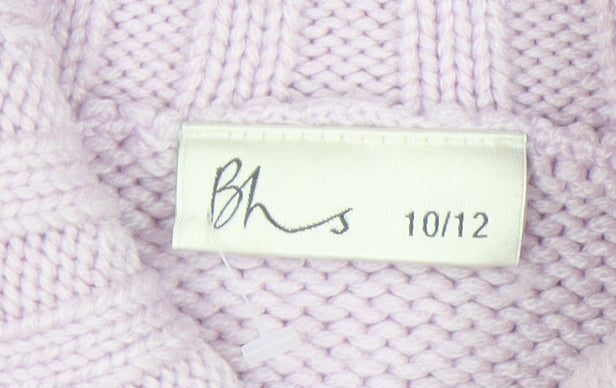 BHS Women's Purple Roll Neck Knit Jumper Size 10 Long Sleeve
