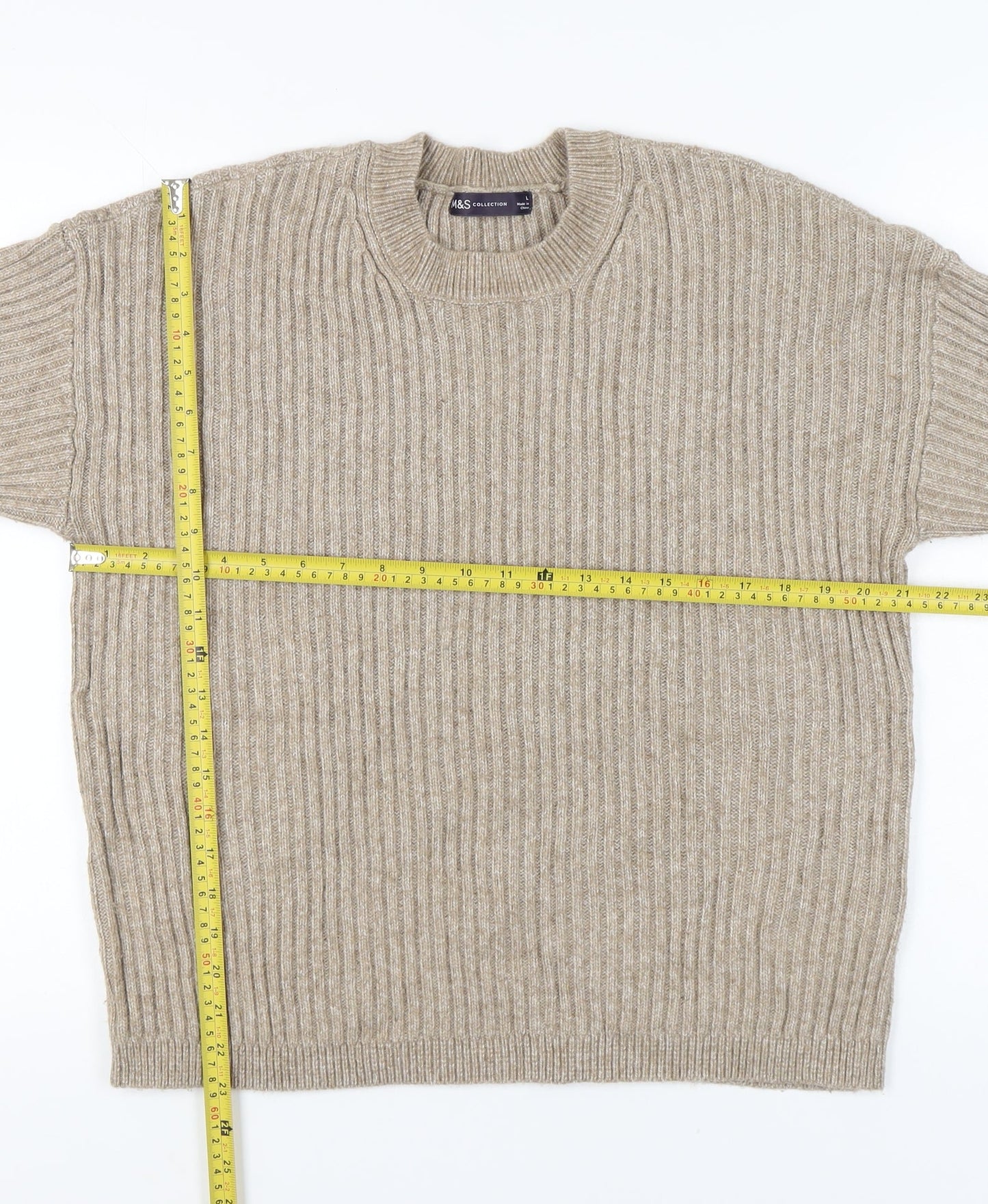 Womens UK Size L Marks and Spencer Beige Pullover Jumper