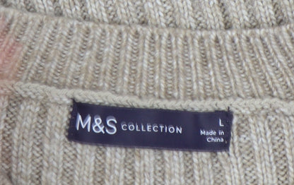 Womens UK Size L Marks and Spencer Beige Pullover Jumper
