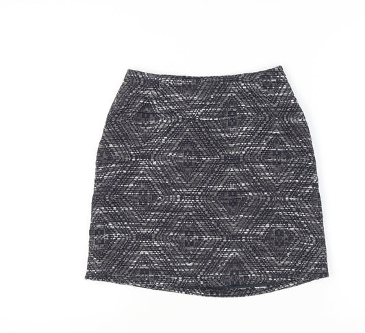 PARAPHRASE Women’s Black Geometric Tweed Pencil Skirt XS Knee Length