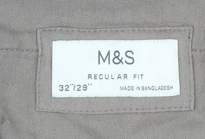 Marks and Spencer Men’s Brown Corduroy Trousers 32x29 Regular Fit