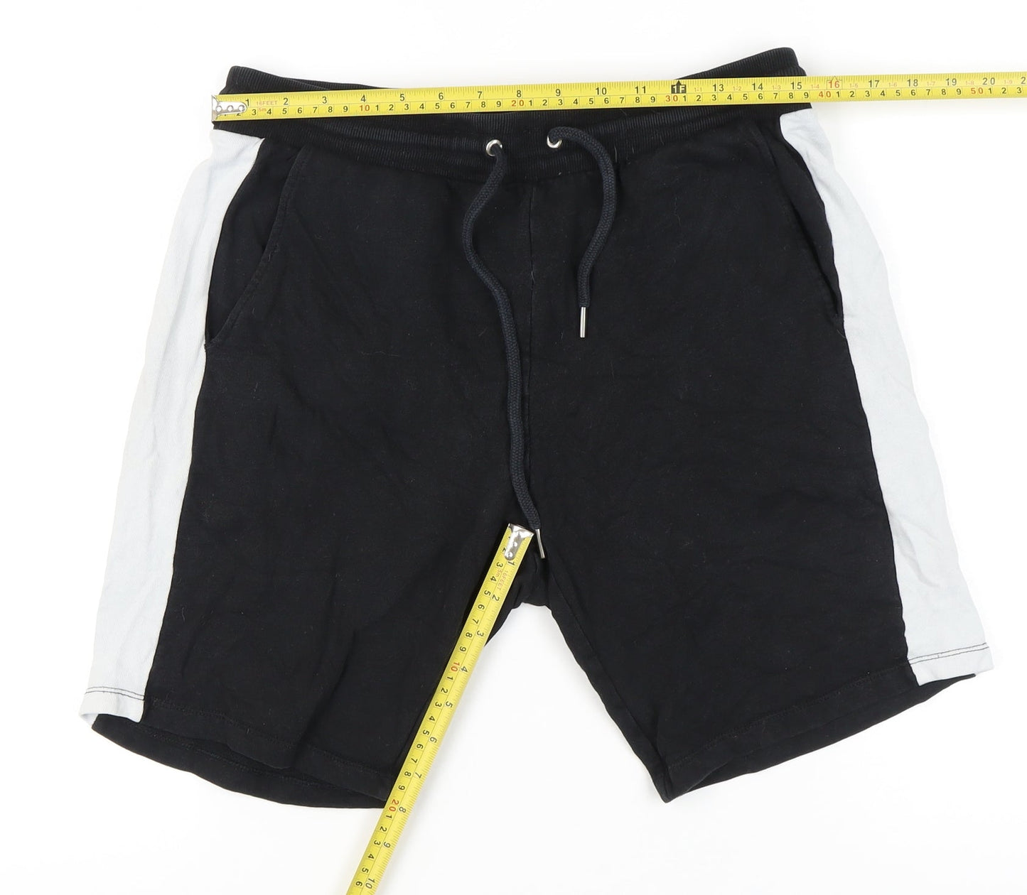 ASOS Men's Black Sweat Shorts L Jersey Elastic Waist Pockets Summer