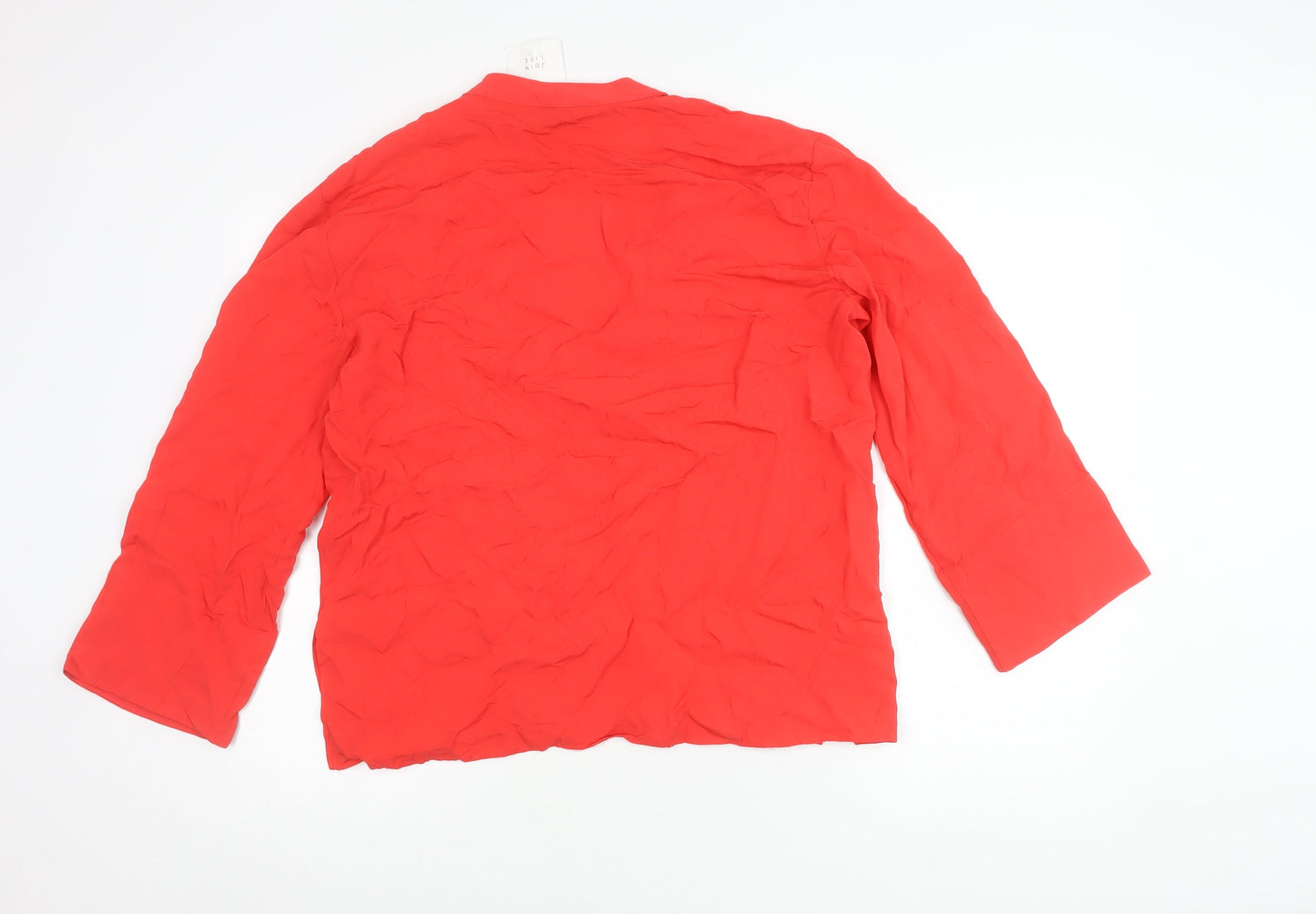 Zara Women Red Viscose Blouse 3/4 Sleeve V-Neck Size M