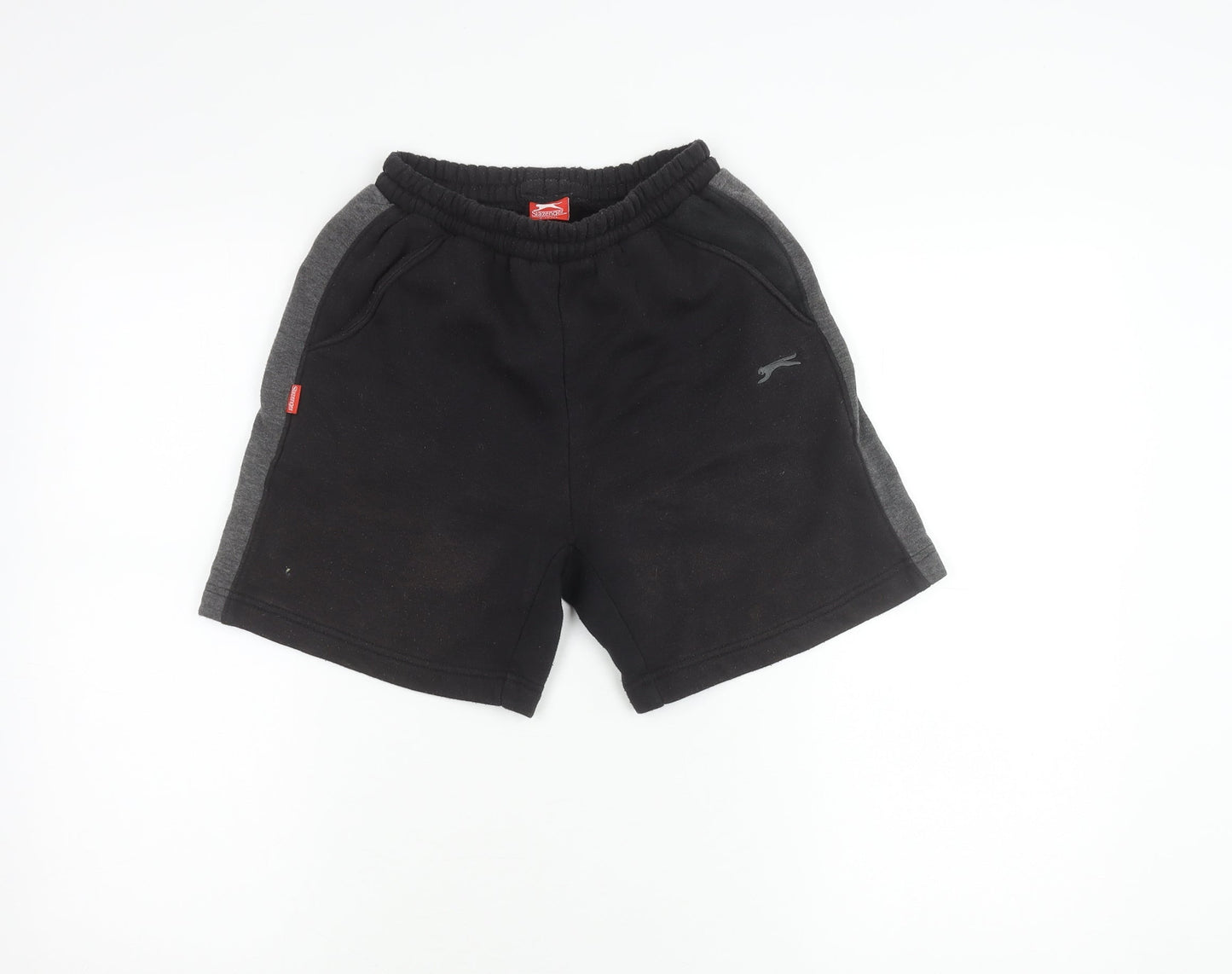 Slazenger Boys Black Athletic Shorts 9-10Y Elastic Waist Jersey Sports