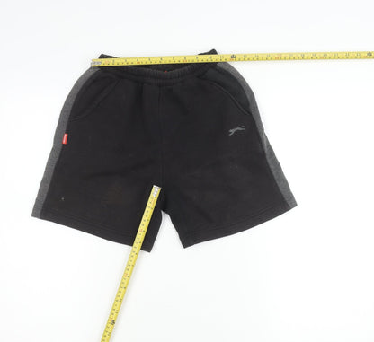 Slazenger Boys Black Athletic Shorts 9-10Y Elastic Waist Jersey Sports