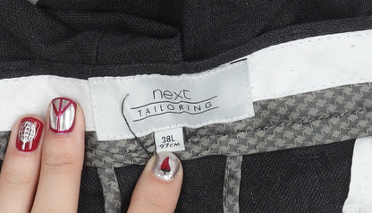 Next Men's Black 38L Dress Pants Wool Blend Flat Front Business Trousers