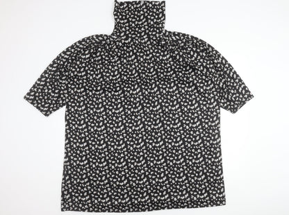 Principles Women’s Black Animal Print Roll Neck Shift Dress Size 18