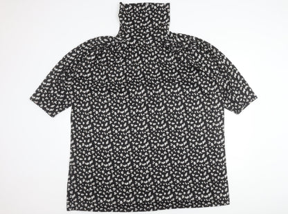 Principles Women’s Black Animal Print Roll Neck Shift Dress Size 18