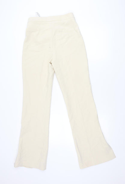 Womens UK Size S Zara Regular Fit Casual Workwear Beige Trousers