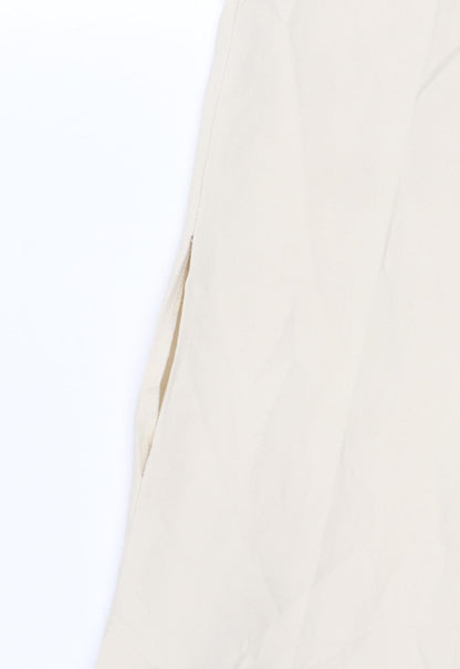 Womens UK Size S Zara Regular Fit Casual Workwear Beige Trousers