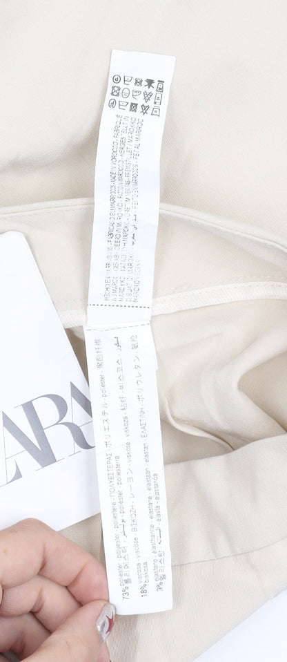 Womens UK Size S Zara Regular Fit Casual Workwear Beige Trousers