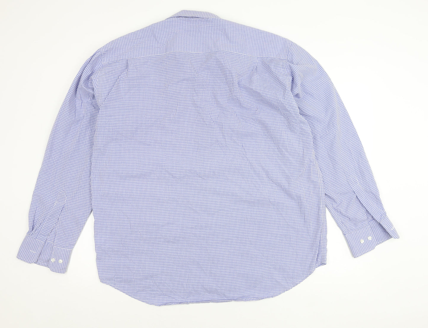 Daniel Hechter Men's Blue Check 17.5in Long Sleeve Button-Up Shirt