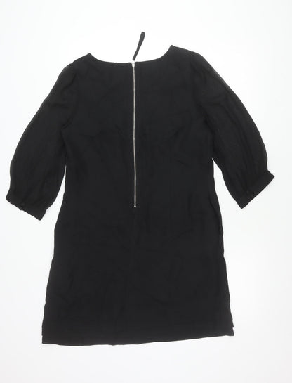 Kaliko Womens Black Shift Dress Size 12 Knee Length Embroidered Chiffon