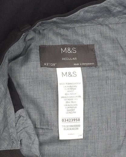 Marks and Spencer Men’s Black 42in Regular Fit Dress Trousers
