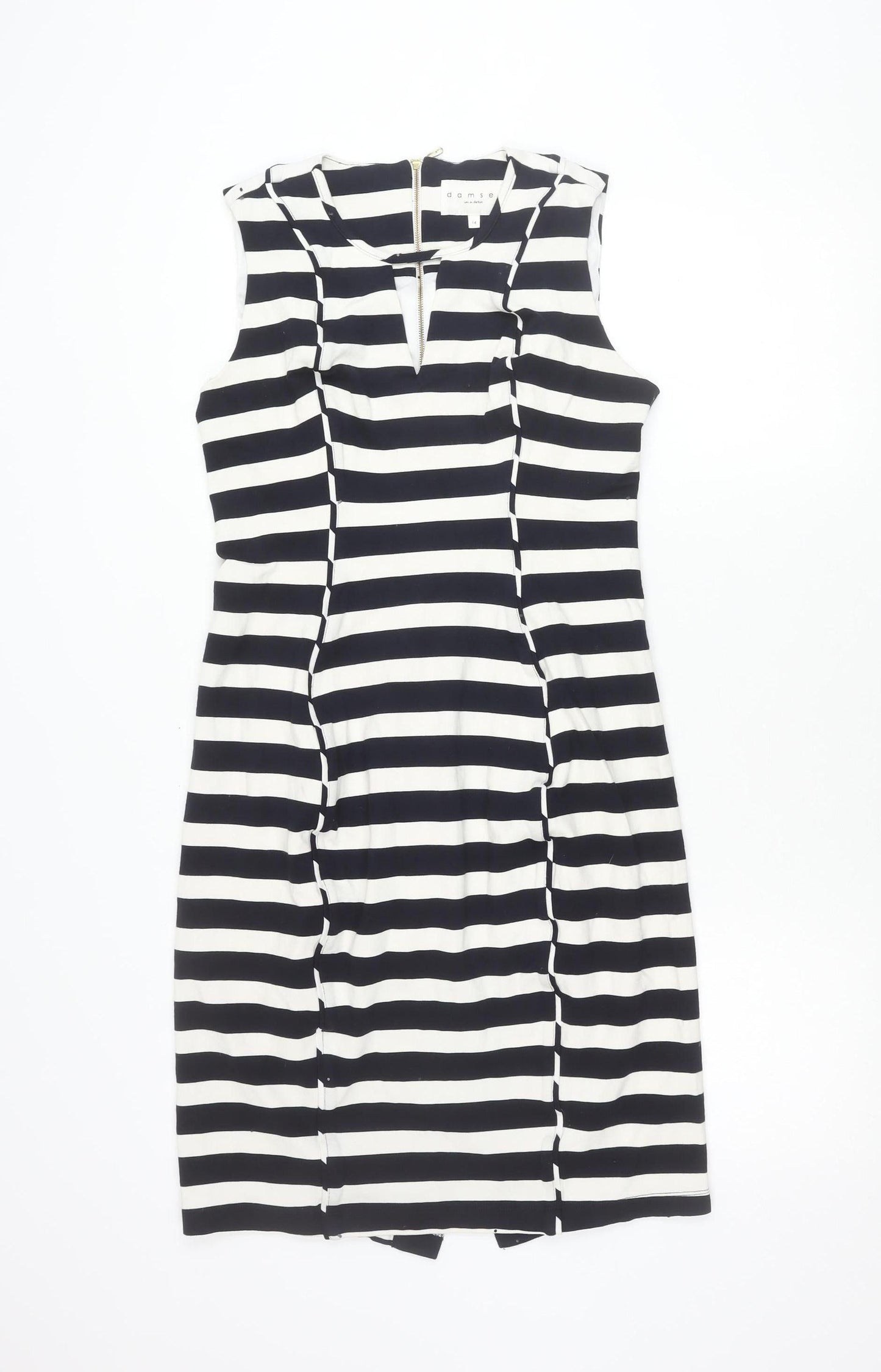 Damsel in a Dress Women’s Black White Stripe Sheath Dress Size 14