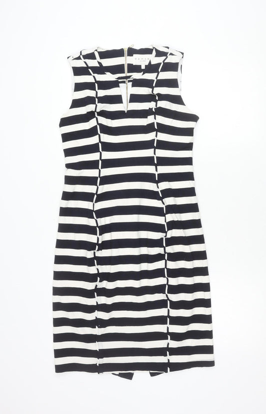 Damsel in a Dress Women’s Black White Stripe Sheath Dress Size 14