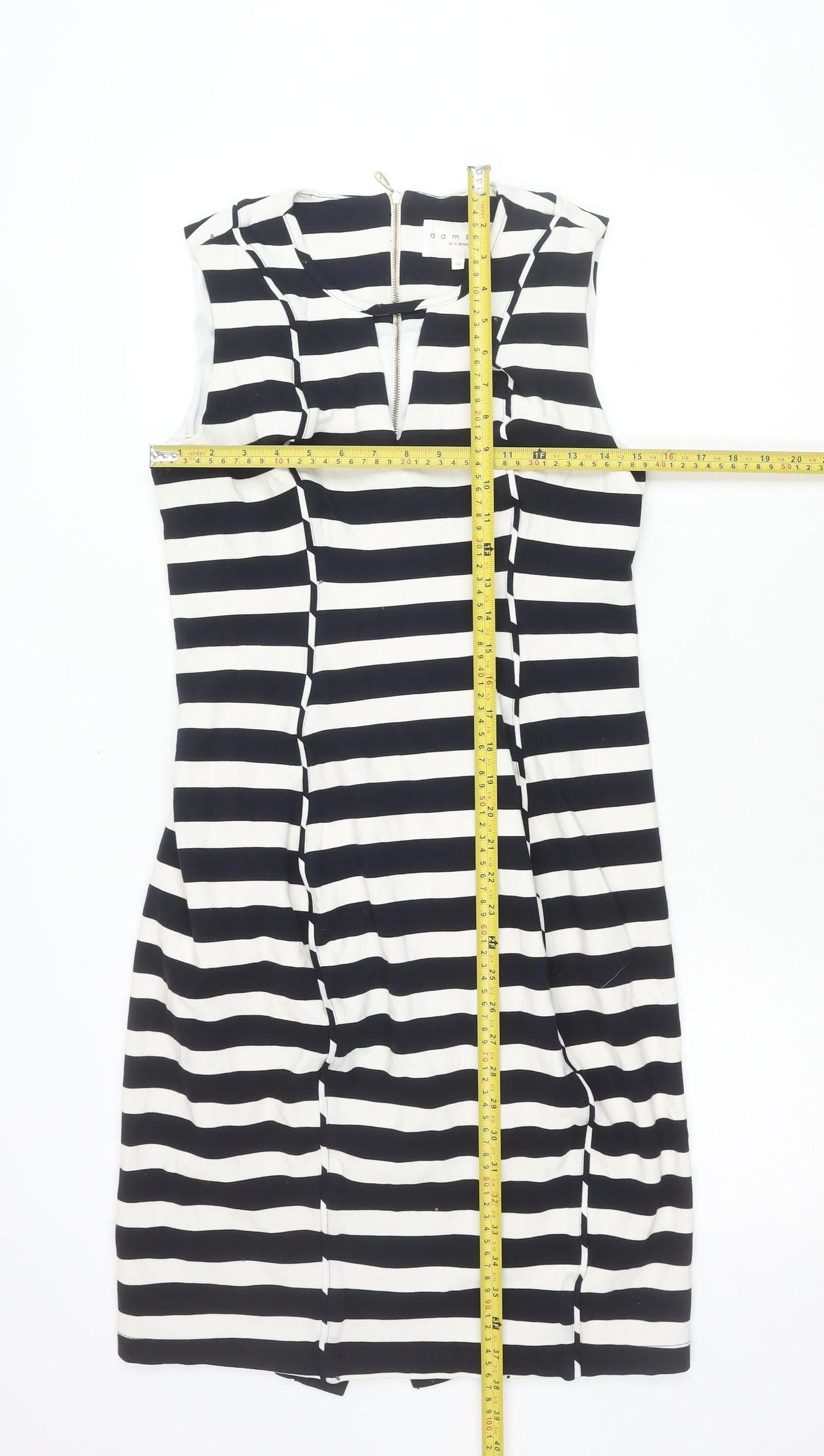 Damsel in a Dress Women’s Black White Stripe Sheath Dress Size 14