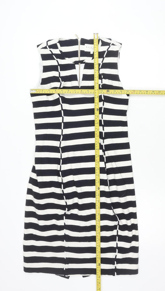 Damsel in a Dress Women’s Black White Stripe Sheath Dress Size 14