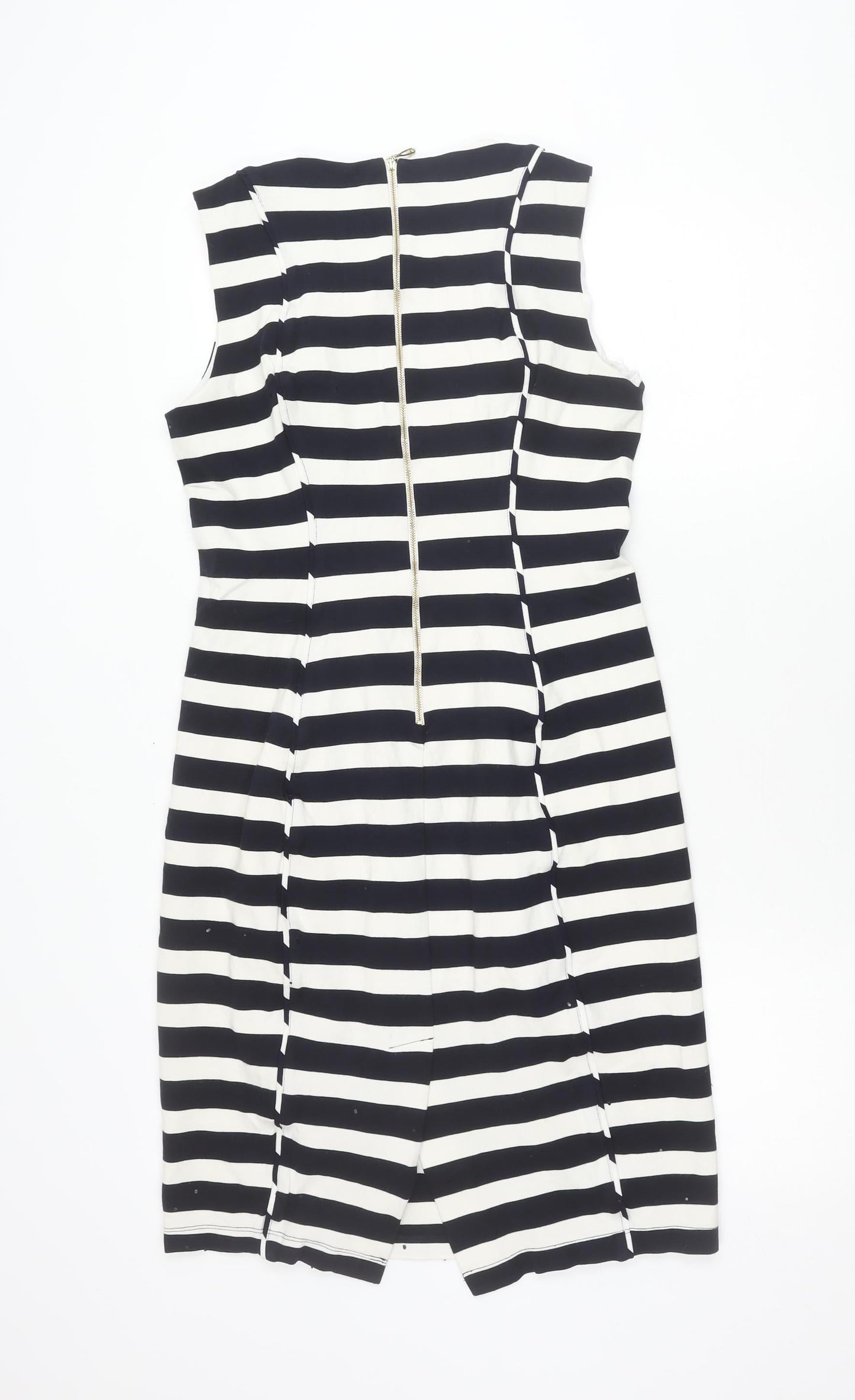 Damsel in a Dress Women’s Black White Stripe Sheath Dress Size 14