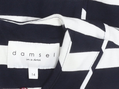 Damsel in a Dress Women’s Black White Stripe Sheath Dress Size 14