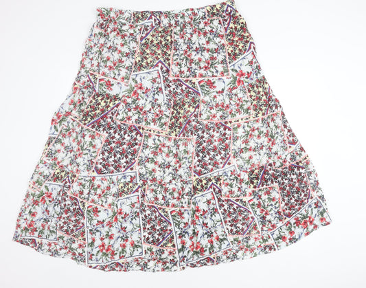 Cotton Traders Women’s Multicoloured Floral A-Line Skirt Size 22 Knee Length Lined
