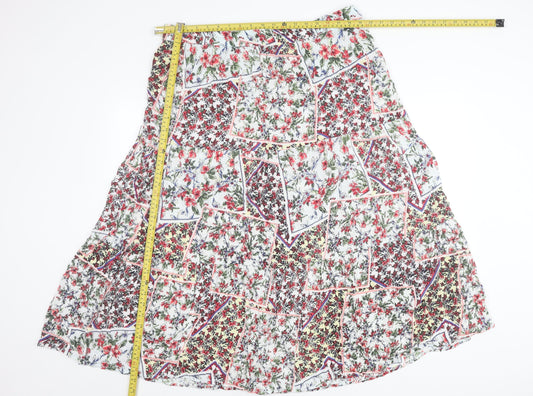 Cotton Traders Women’s Multicoloured Floral A-Line Skirt Size 22 Knee Length Lined