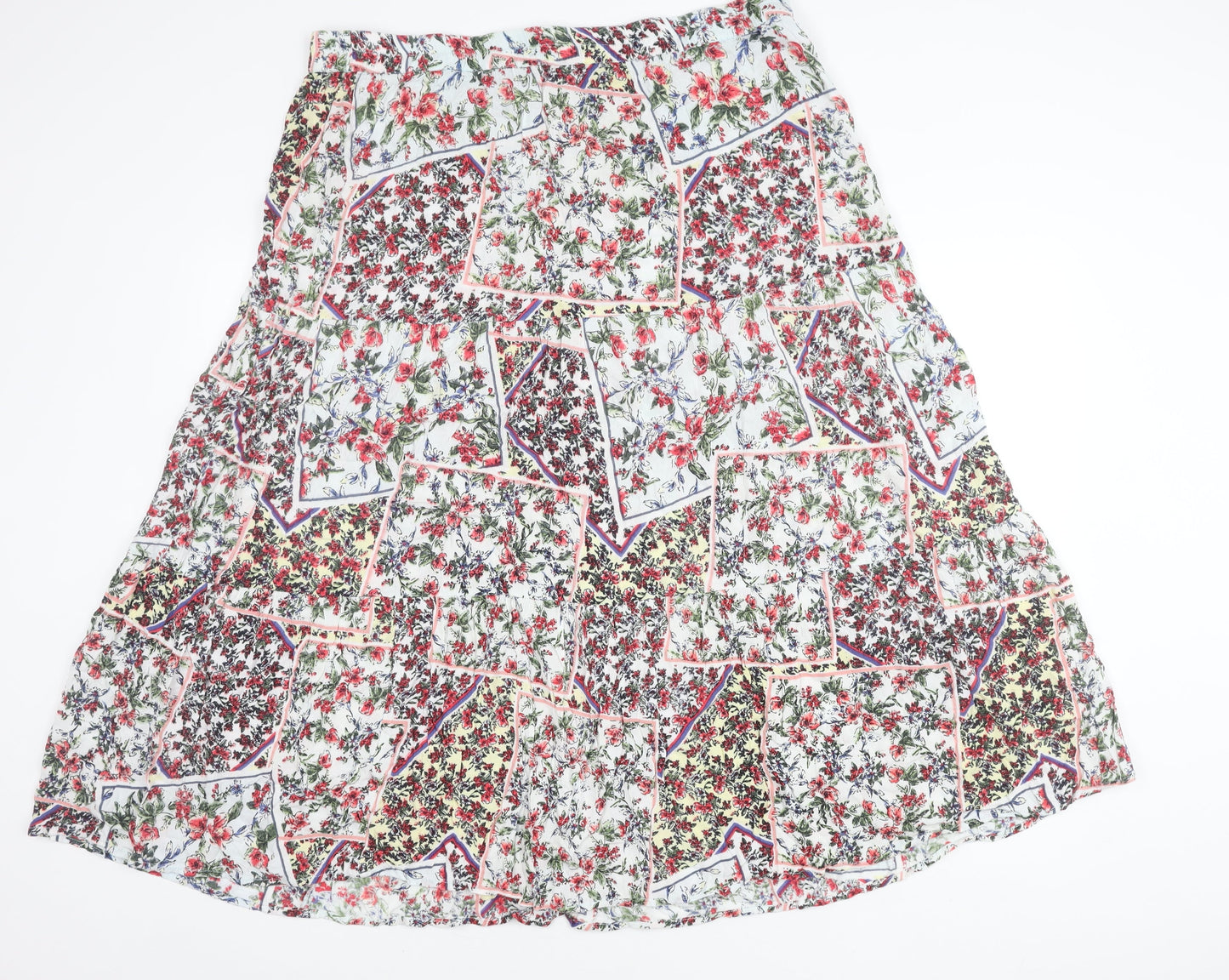 Cotton Traders Women’s Multicoloured Floral A-Line Skirt Size 22 Knee Length Lined
