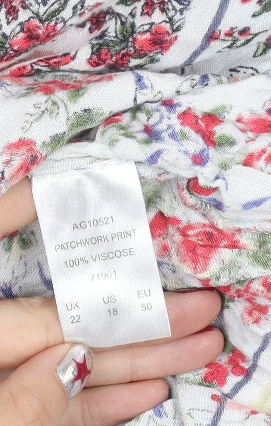 Cotton Traders Women’s Multicoloured Floral A-Line Skirt Size 22 Knee Length Lined