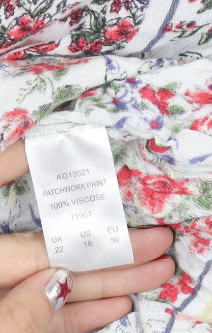 Cotton Traders Women’s Multicoloured Floral A-Line Skirt Size 22 Knee Length Lined