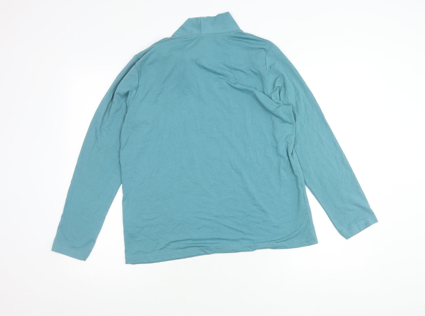 ISLE Collection Women’s Blue Long Sleeve Bow Neck Blouse Size M Jersey