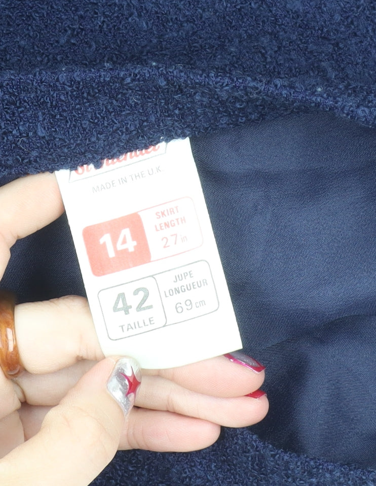 Marks and Spencer Women’s Blue Size 14 Midi Pencil Skirt Lined Vintage