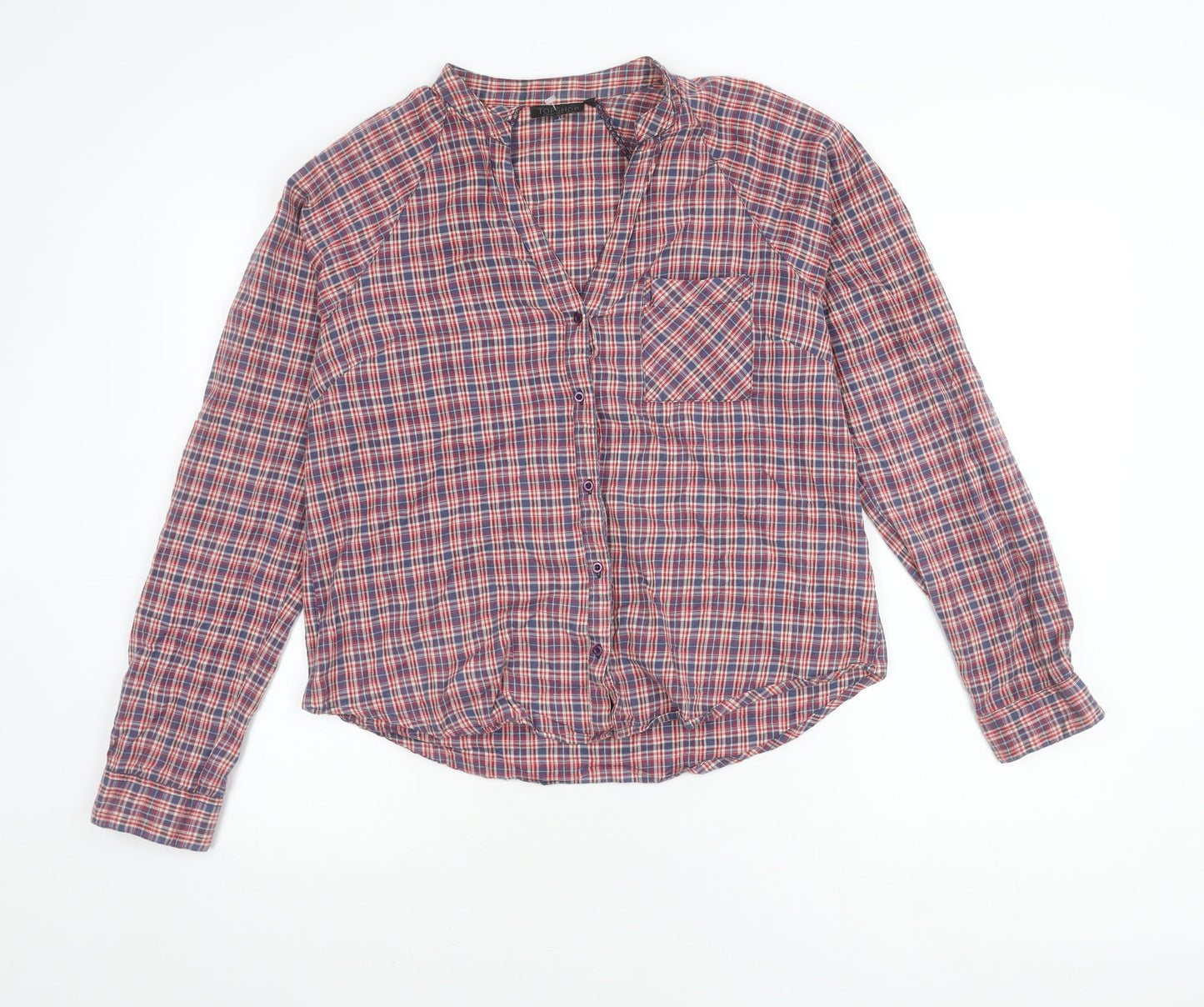 Womens UK Size 12 Topshop Red Basic Button-Up