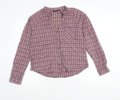 Womens UK Size 12 Topshop Red Basic Button-Up