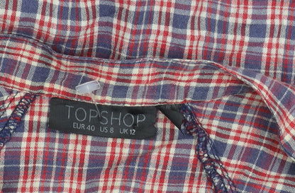 Womens UK Size 12 Topshop Red Basic Button-Up