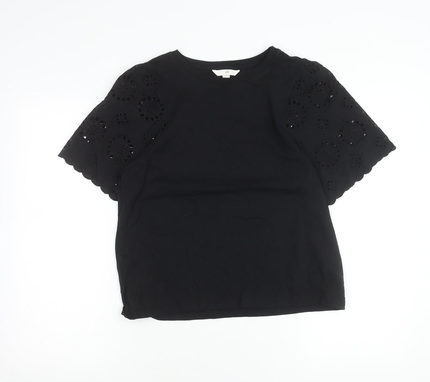 Womens UK Size 12 H&M Black Basic T-Shirt
