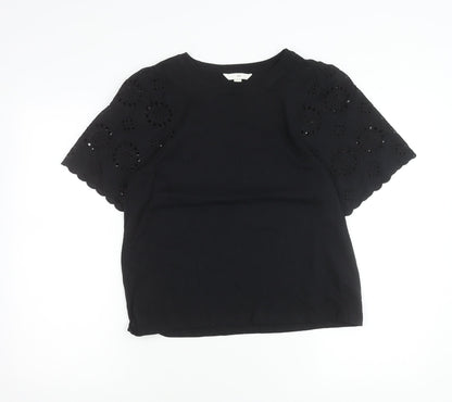 Womens UK Size 12 H&M Black Basic T-Shirt