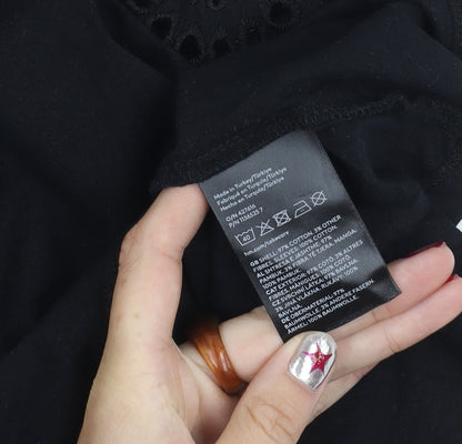 Womens UK Size 12 H&M Black Basic T-Shirt