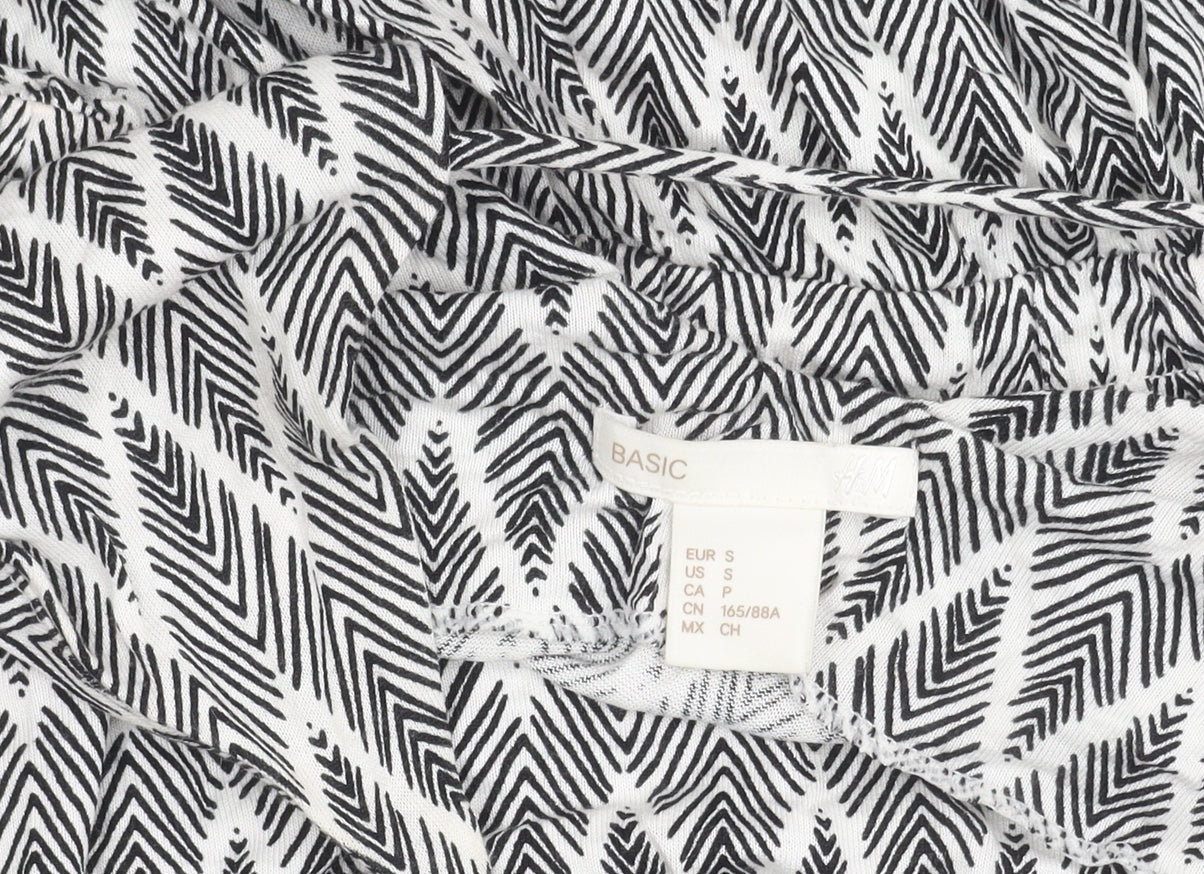 H&M Women’s Black Geometric V-Neck Sleeveless Playsuit Size 8