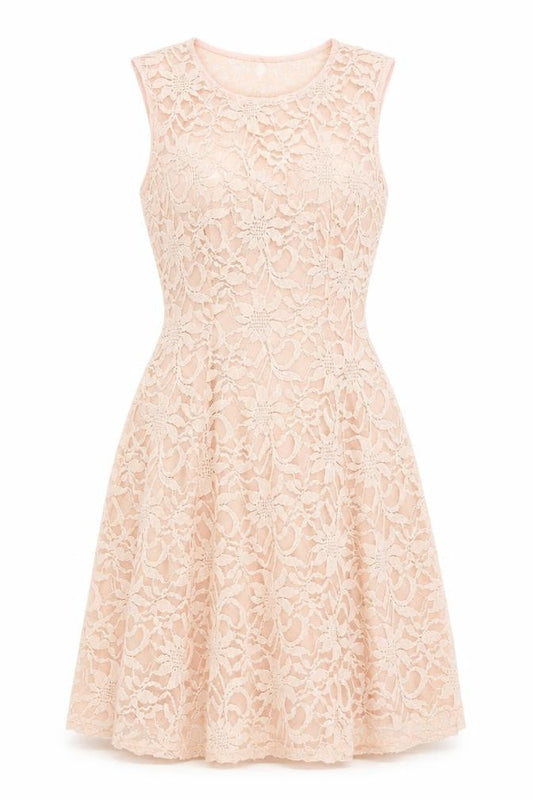 I-X London Women's Pink Size 12 Sleeveless Fit & Flare Lace Dress