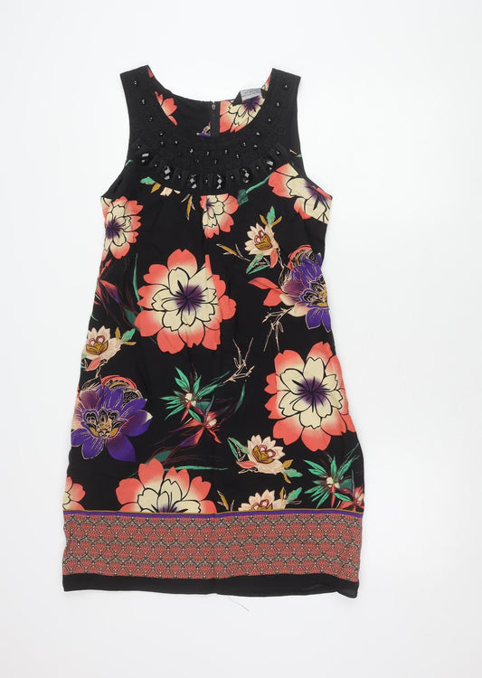 Dorothy Perkins Women's Multicoloured Floral Beaded Shift Dress Size 10